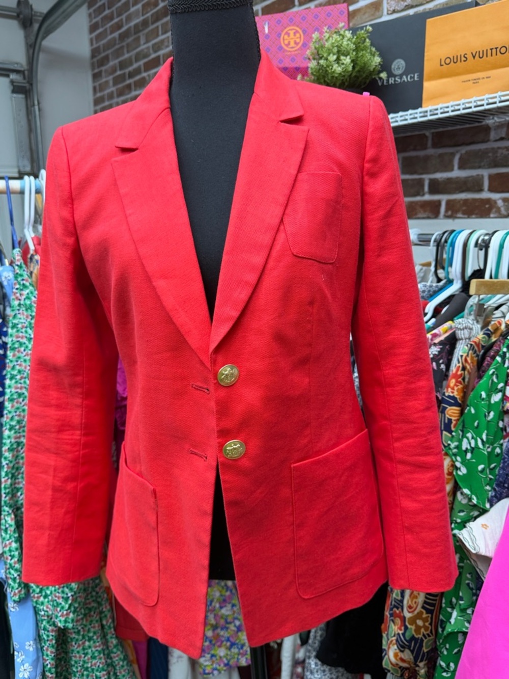 Jcrew orange  Women's Tailored Blazer with Gold Buttons